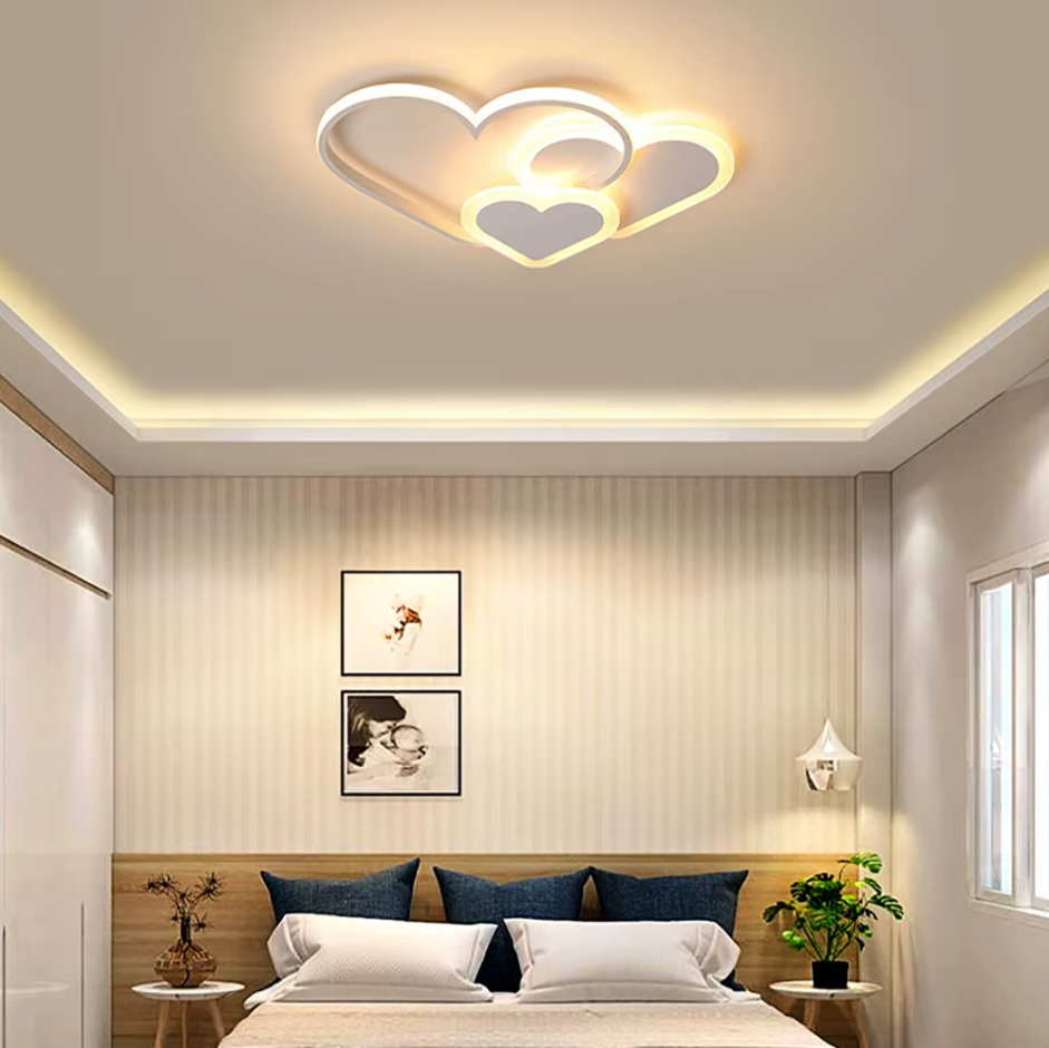 LuxiLamps - Hartvormige Plafondlamp - Wit - Dimbaar Met Afstandsbediening - Kinderkamer - 52 cm - Moderne Lamp - Slaapkamer Lamp - Plafonniere