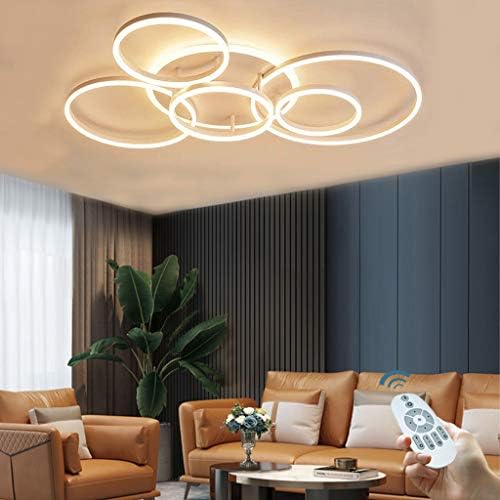 Led Plafondlamp - 6 Ringen - Dimbaar met Afstandsbediening - 108 Watt - Modern Design - Wit - Plafonniere - Modern - Woonkamer - Eettafel - Keuken - Slaapkamer