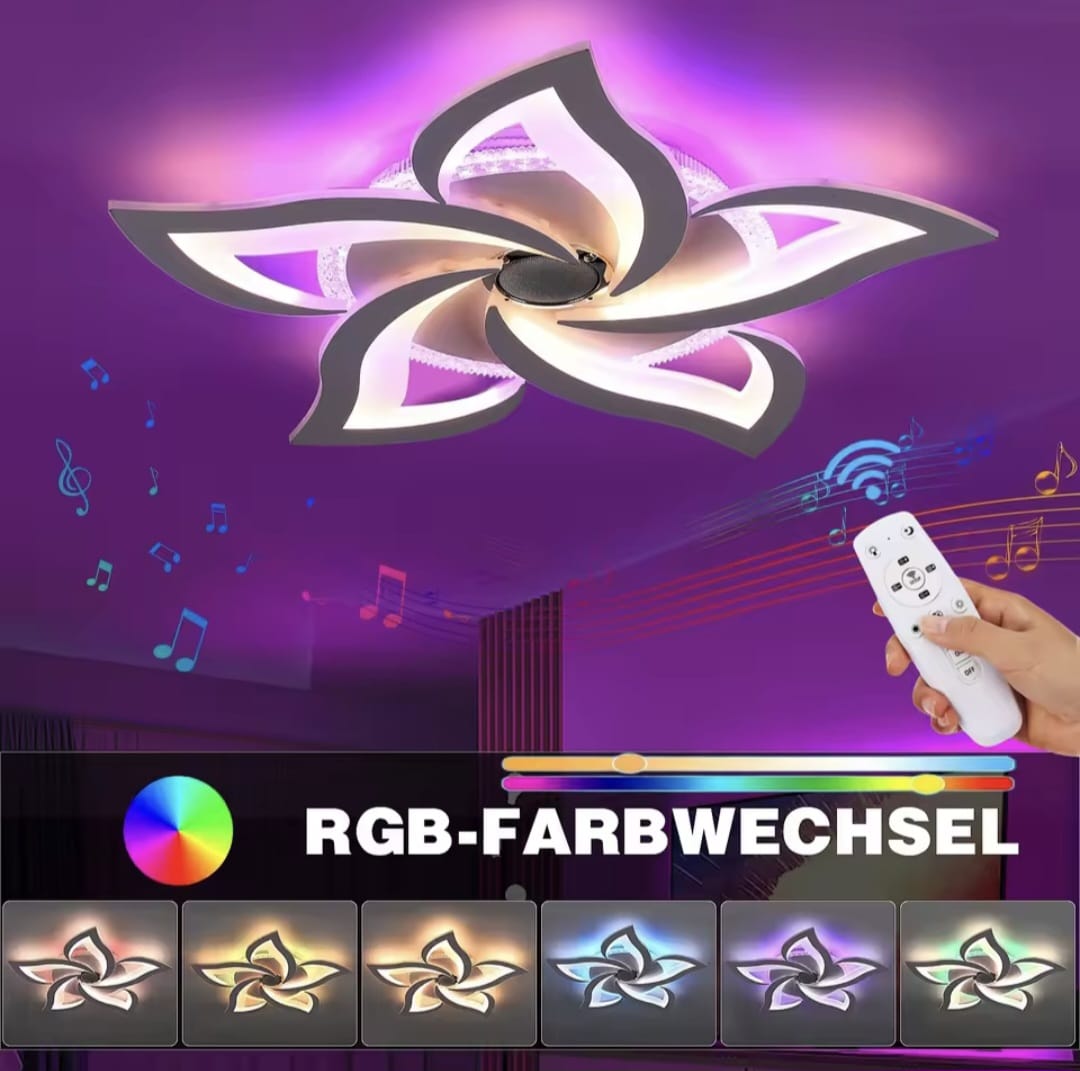 5 Lotus RGB - Met Ingebouwde Speaker - Dimbaar Met Afstandsbediening en APP - 12 Kleuren - Plafoniere - Smart lamp - Moderne LED Lamp