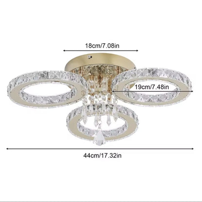 3 Cirkel Gouden Kroonluchter - Dimbaar Met Afstandsbediening - Woonkamerlamp - LED Plafondlamp - Plafonniere - Crystal LED Lamp