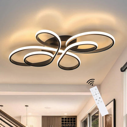 Moderne Plafondlamp - Luxe LED Kroonluchter - Dimbaar - Vlindervorm - 100 cm - Woonkamerlamp - Zwart - Plafoniere - 90W