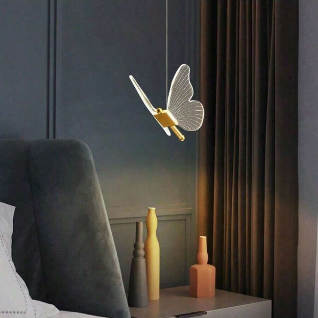 Vlinder Hanglamp- Goud - Butterfly Led - Warm Wit 3000K - Woonkamerlamp - Moderne Lamp - Plafonnière