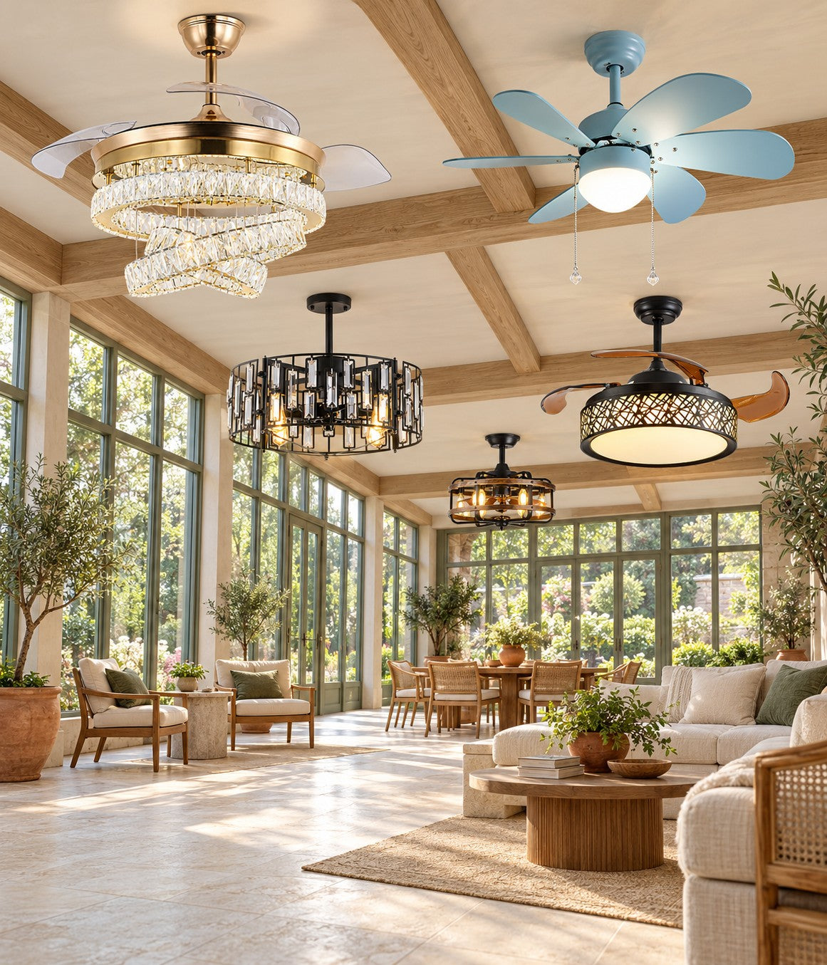 Pendant ceiling fans